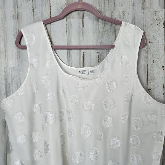 Cato Floral Mesh Tank Top White Size 26-28 - Picture 4 of 9